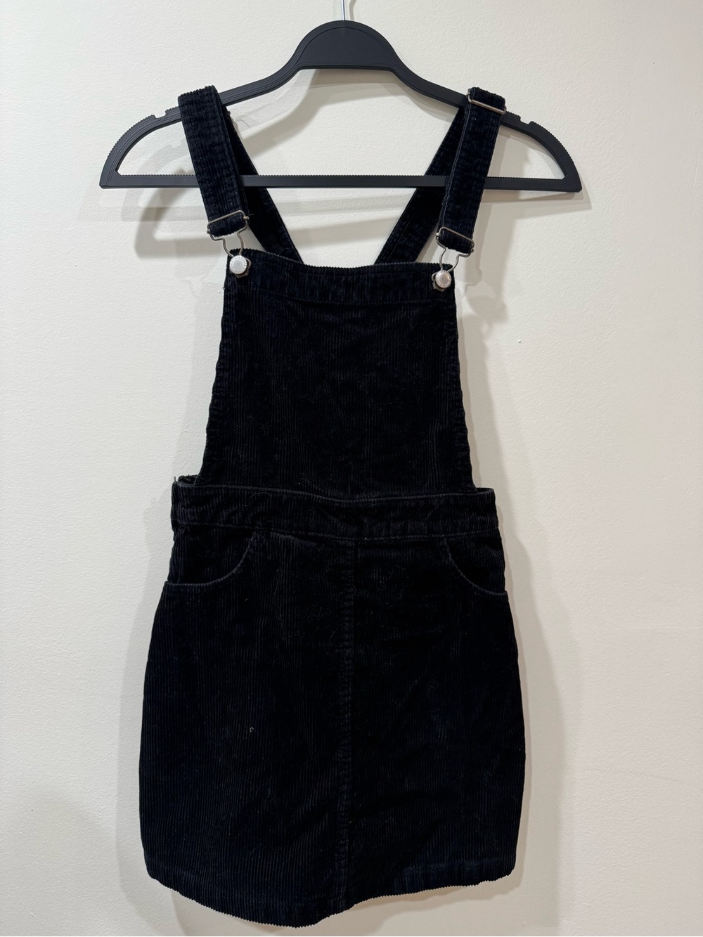 H&M Black Corduroy Zip Pinafore Dress